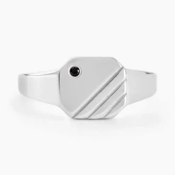 Histoire d'Or Chevalière Kaden Argent Blanc Oxyde De Zirconium Noir