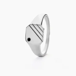 Histoire d'Or Chevalière Kaden Argent Blanc Oxyde De Zirconium Noir