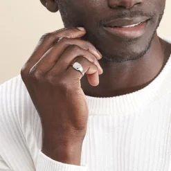 Histoire d'Or Chevalière Kaden Argent Blanc Oxyde De Zirconium Noir