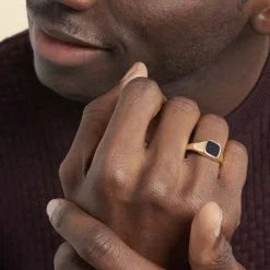 Chevalière Kauai Plaqué Or Jaune Pierre De Synthese-Histoire d'Or Hot