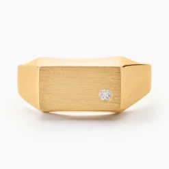 Histoire d'Or Chevalière Leyton Rectangle Or Jaune Oxyde De Zirconium