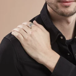 Histoire d'Or Chevalière Luka Argent Blanc