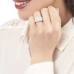 Histoire d'Or Chevalière Owena Argent Blanc Oxyde De Zirconium