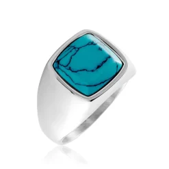 PHEBUS HIM Chevalière Acier Blanc Pierre D'imitation