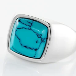 PHEBUS HIM Chevalière Acier Blanc Pierre D'imitation