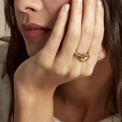 Histoire d'Or Chevalière Philia Acier Doré