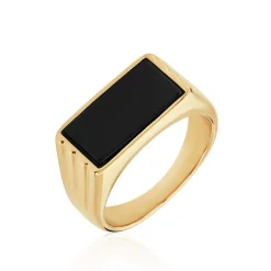 Histoire d'Or Chevalière Plaqué Hadrien Onyx