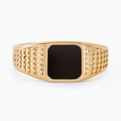 Chevalière Plaqué Or Jaune Ariston Email Noir-Histoire d'Or Online