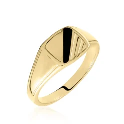 Chevalière Plaqué Or Jaune Bennie Email Noir-Histoire d'Or Discount
