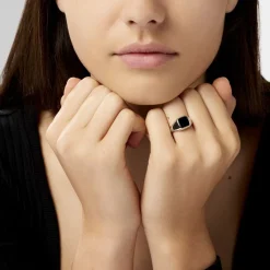 Histoire d'Or Chevalière Renelia Argent Blanc Blanc Onyx