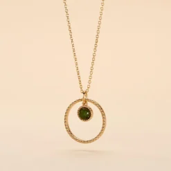 Collier Amalthea Plaqué Or Doré Aventurine Vert-Histoire d'Or New