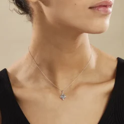 Collier Amance Or Blanc Topaze Et Oxyde De Zirconium-Histoire d'Or New