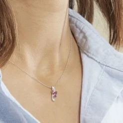 Collier Angie Or Blanc Diamant Et Rubis-Histoire d'Or Hot