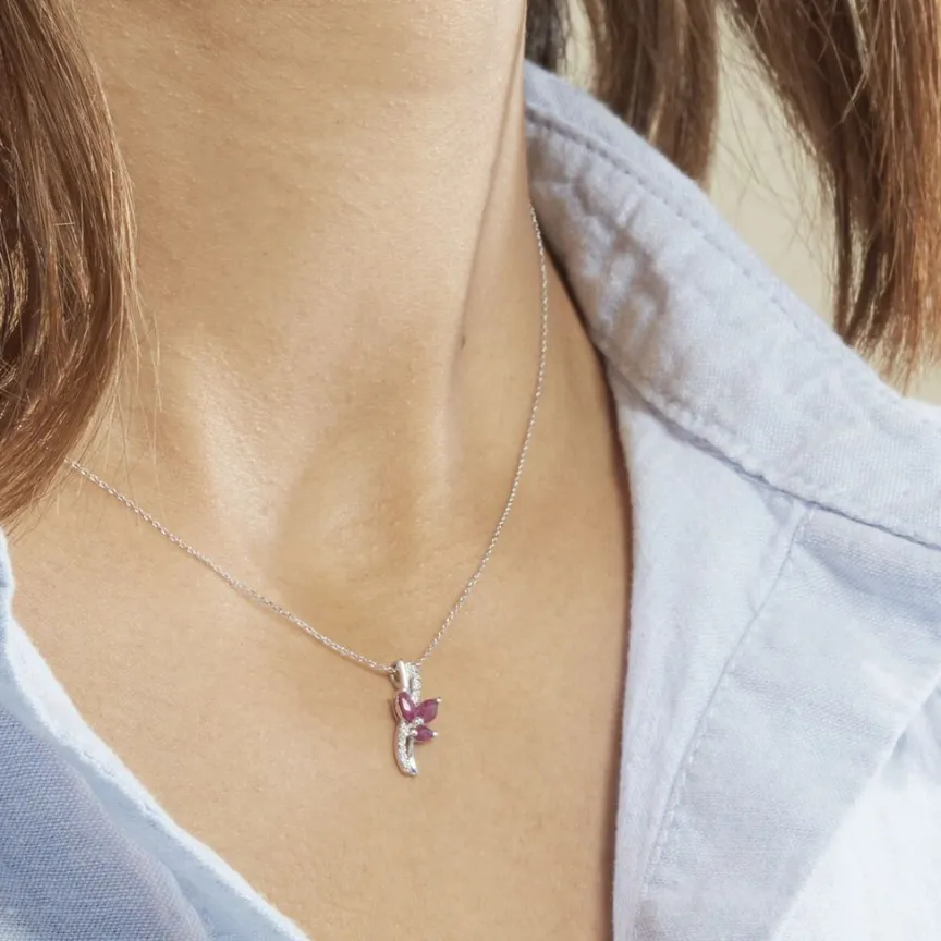 Collier Angie Or Blanc Diamant Et Rubis-Histoire d'Or Hot