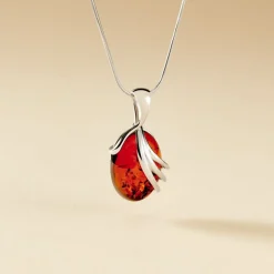 Collier Argent Blanc Aleina Ambre-Histoire d'Or