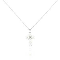Collier Argent Blanc Burt Perles De Culture Oxydes De Zirconium-Histoire d'Or Clearance