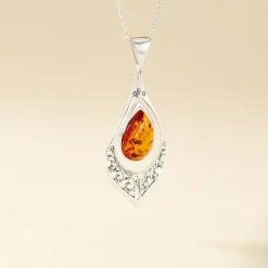 Histoire d'Or Collier Argent Blanc Doralyn Ambre