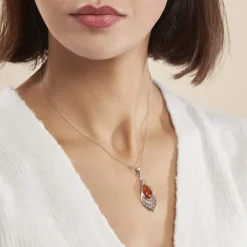 Histoire d'Or Collier Argent Blanc Doralyn Ambre