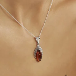 Collier Argent Blanc Enya Ambre-Histoire d'Or Clearance