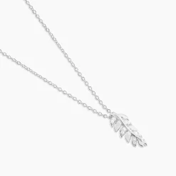 Histoire d'Or Collier Argent Jade Feuille Oxyde