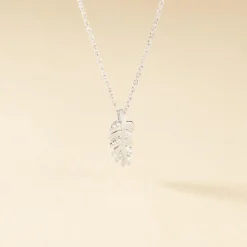 Histoire d'Or Collier Argent Jade Feuille Oxyde