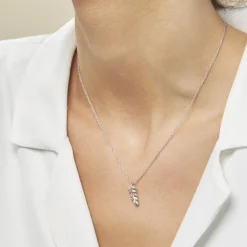 Histoire d'Or Collier Argent Jade Feuille Oxyde