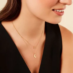 Collier Astre Argent Doré Oxyde De Zirconium-Histoire d'Or Sale