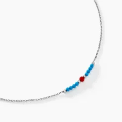 Collier Behati Argent Blanc Corail Turquoise-Histoire d'Or Discount