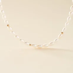 Collier Billes Or Jaune Perle De Culture-Histoire d'Or New