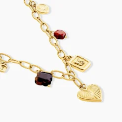 Histoire d'Or Collier Bohemia Acier Jaune Oeil De Tigre Pierre De Synthese