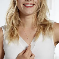 Collier Canice Croix Or Jaune Oxyde De Zirconium-Histoire d'Or Sale