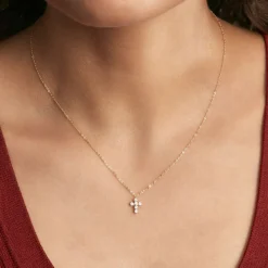 Collier Canice Croix Or Jaune Oxyde De Zirconium-Histoire d'Or Sale