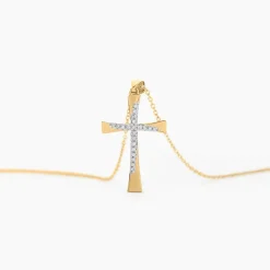 Collier Canice Croix Or Jaune Diamant-Histoire d'Or Online