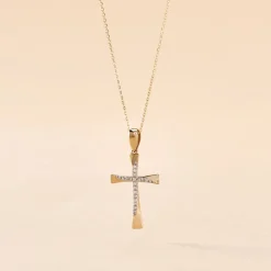 Collier Canice Croix Or Jaune Diamant-Histoire d'Or Online