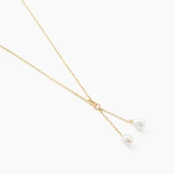 Histoire d'Or Collier Carrine 2 Fils Or Jaune Perle De Culture