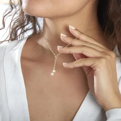 Histoire d'Or Collier Carrine 2 Fils Or Jaune Perle De Culture