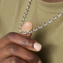 Histoire d'Or Collier Carrus Maille Grain De Cafe Argent Blanc