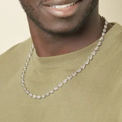 Histoire d'Or Collier Carrus Maille Grain De Cafe Argent Blanc