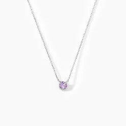 Histoire d'Or Collier Clair Or Blanc Amethyste
