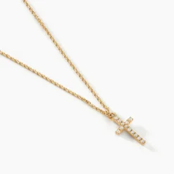 Collier Cobeia Croix Maille Forçat Or Jaune Oxyde De Zirconium-Histoire d'Or Sale