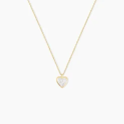 Collier Coeur Serti Clos Or Jaune Oxyde De Zirconium-Histoire d'Or New