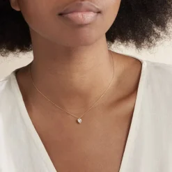 Collier Coeur Serti Clos Or Jaune Oxyde De Zirconium-Histoire d'Or New