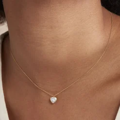 Collier Coeur Serti Clos Or Jaune Oxyde De Zirconium-Histoire d'Or New