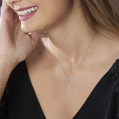 Collier Coeur Serti Clos Or Blanc Oxyde De Zirconium-Histoire d'Or Hot