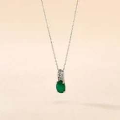 Histoire d'Or Collier Crista Or Blanc Emeraude Et Diamant