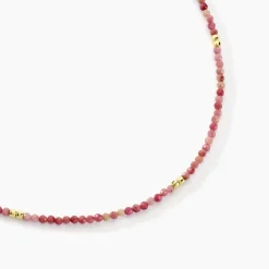 Histoire d'Or Collier Cyclades Argent Jaune Rhodonite
