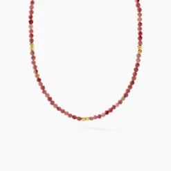 Histoire d'Or Collier Cyclades Argent Jaune Rhodonite