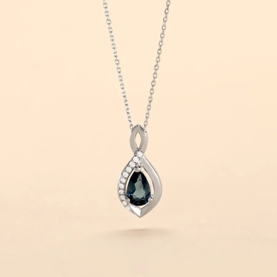 Histoire d'Or Collier Dalil Or Blanc Topaze Oxyde