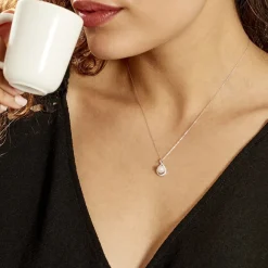 Histoire d'Or Collier Davy Or Blanc Perle De Culture Oxyde