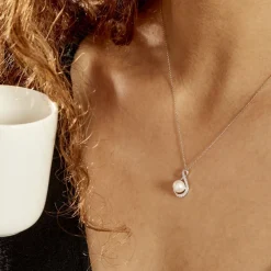 Histoire d'Or Collier Davy Or Blanc Perle De Culture Oxyde